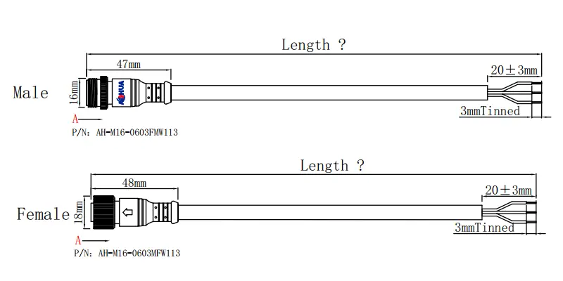 M16connector DRAWING 3pin