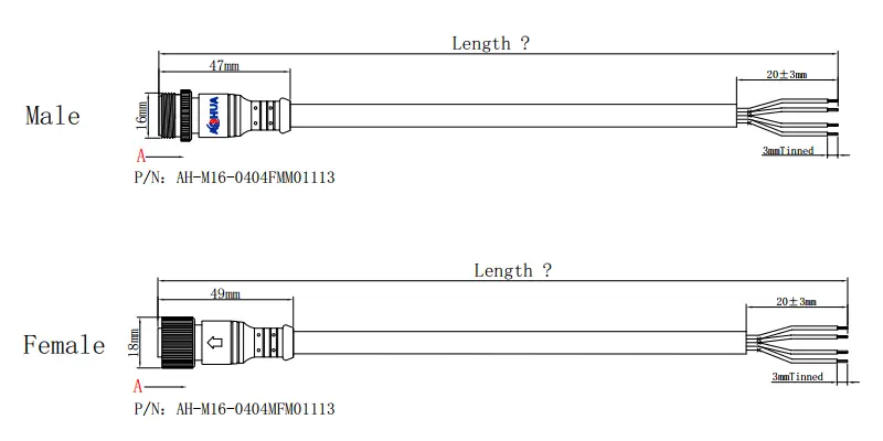 M16connector DRAWING 4pin