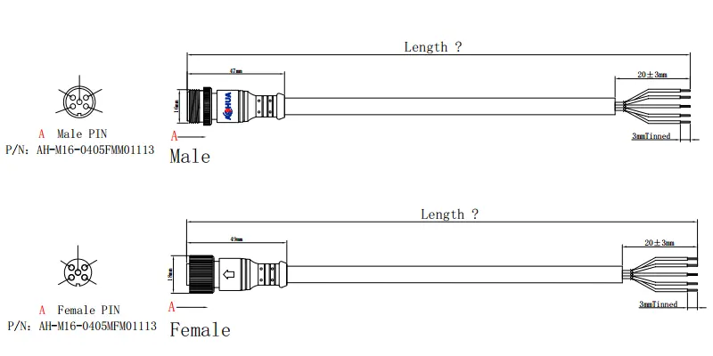 M16connector DRAWING 5pin