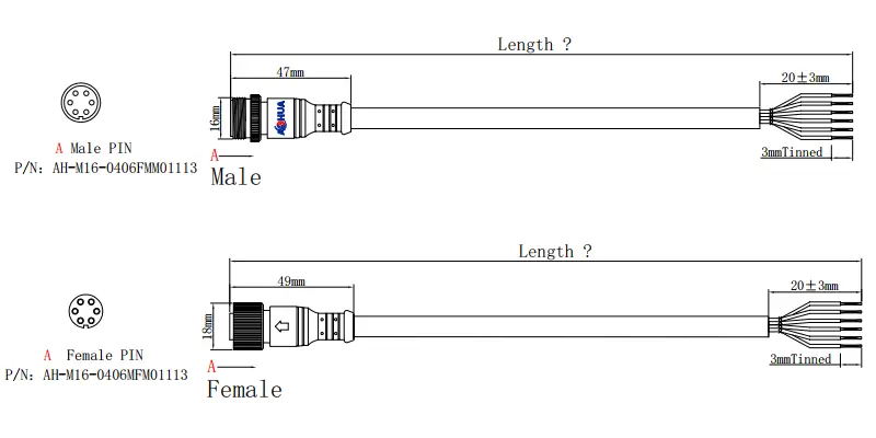M16connector DRAWING 6pin