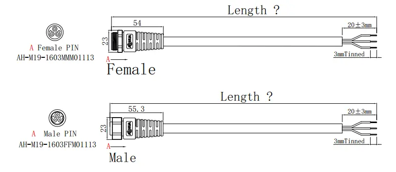 M19connector DRAWING 3pin