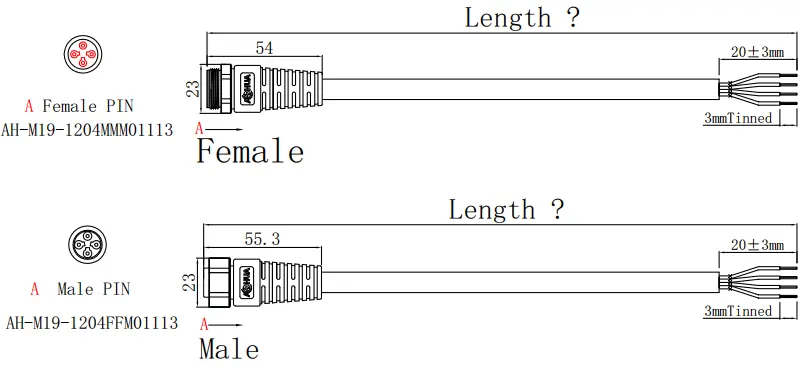 M19connector DRAWING 4pin