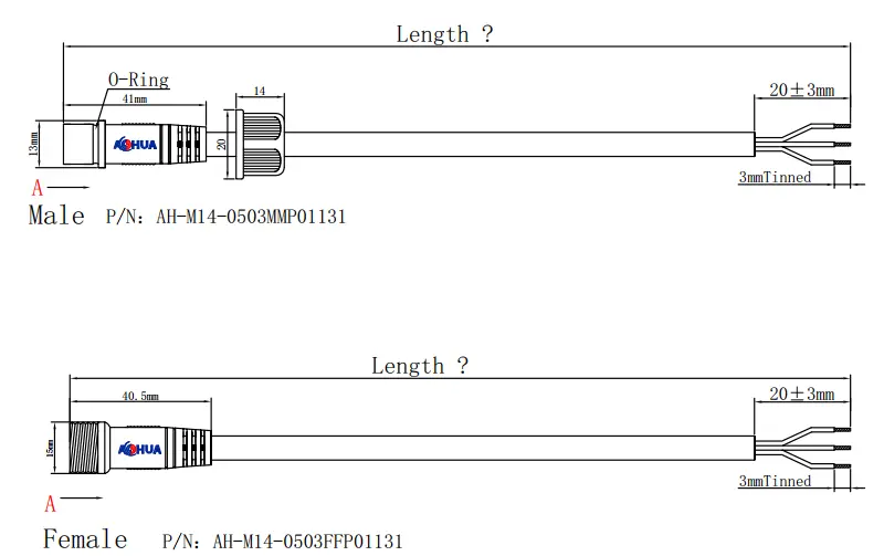 M14 Connector DRAWING 3pin