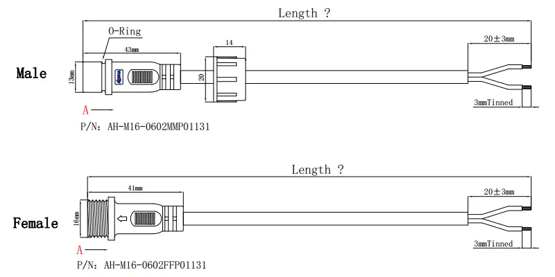 M16 connector DRAWING 2pin