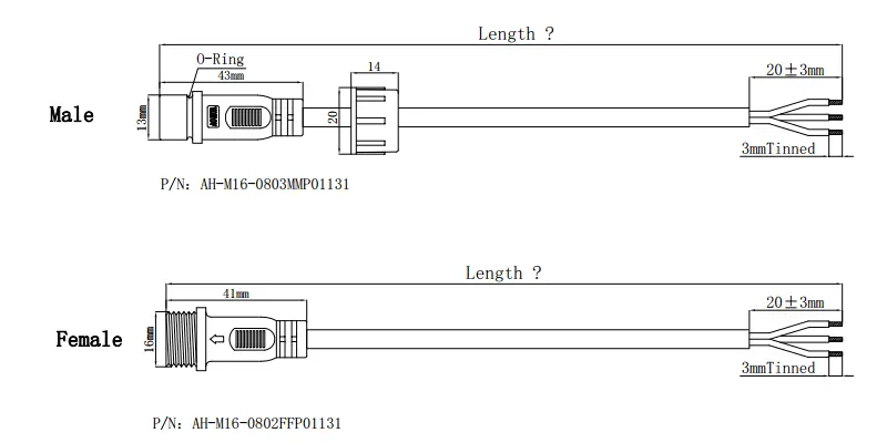 M16 connector DRAWING 3pin