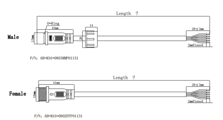 M16 connector DRAWING 5pin