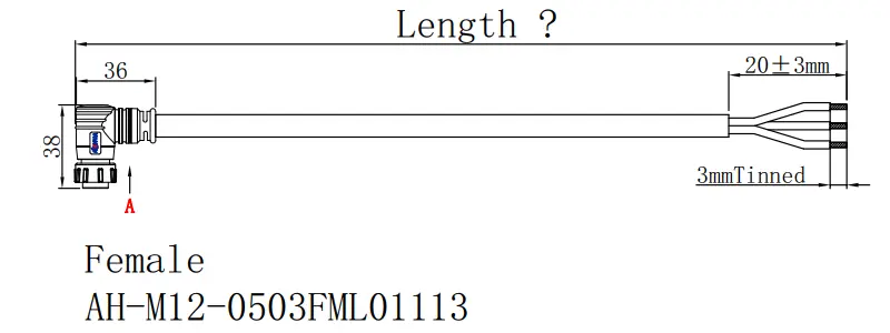M12connector 3pin DRAWING