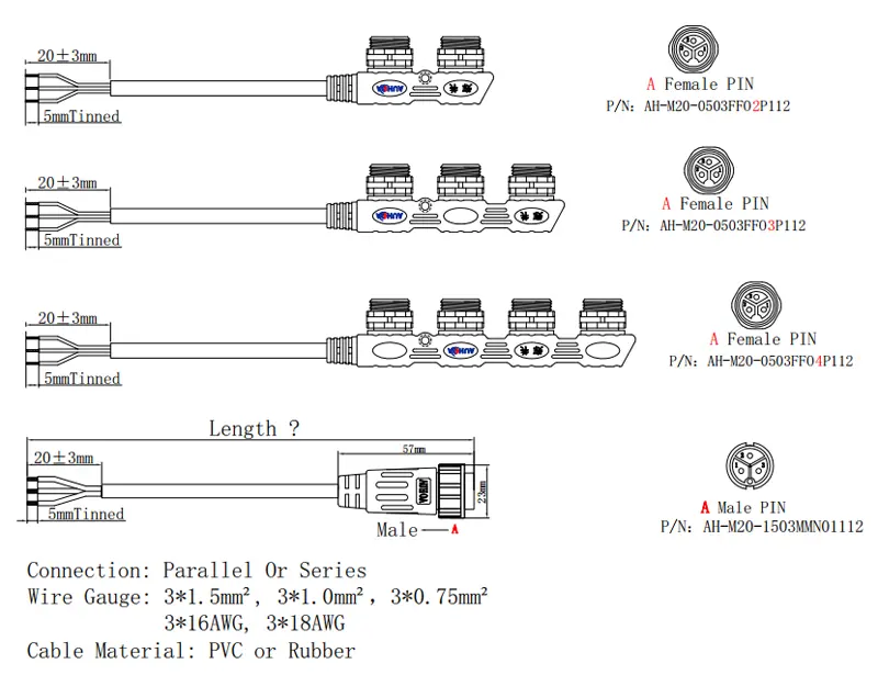 M20-F--type-cable-connector---waterproof-connector-branch-cable-connector