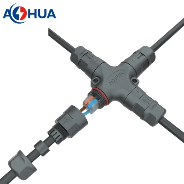 X type M20 2 pin cable connector quick push wire waterproof connector