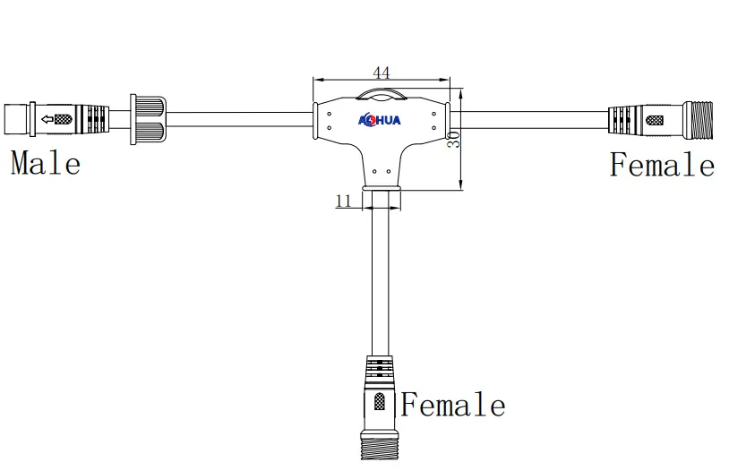 TP02 T type waterproof connector