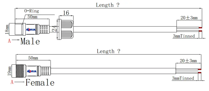 M19 waterproof connector drawing