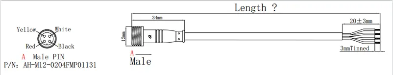 M12 4pin RGB wire connectors