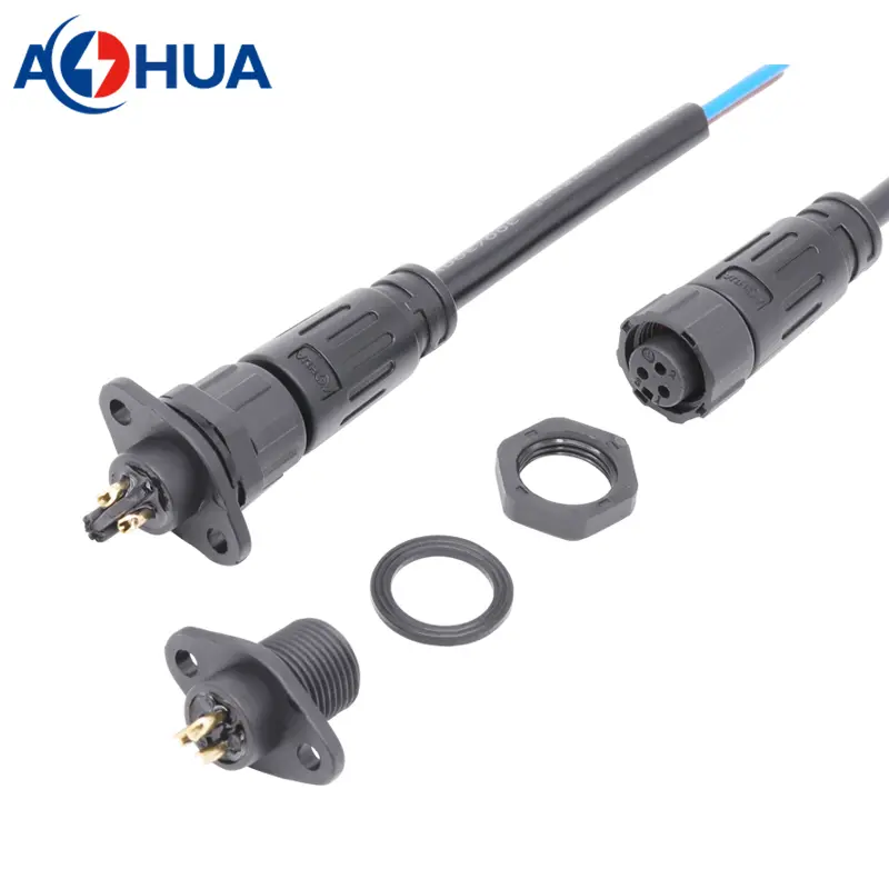 M12 oval panel cable connectors 3pins