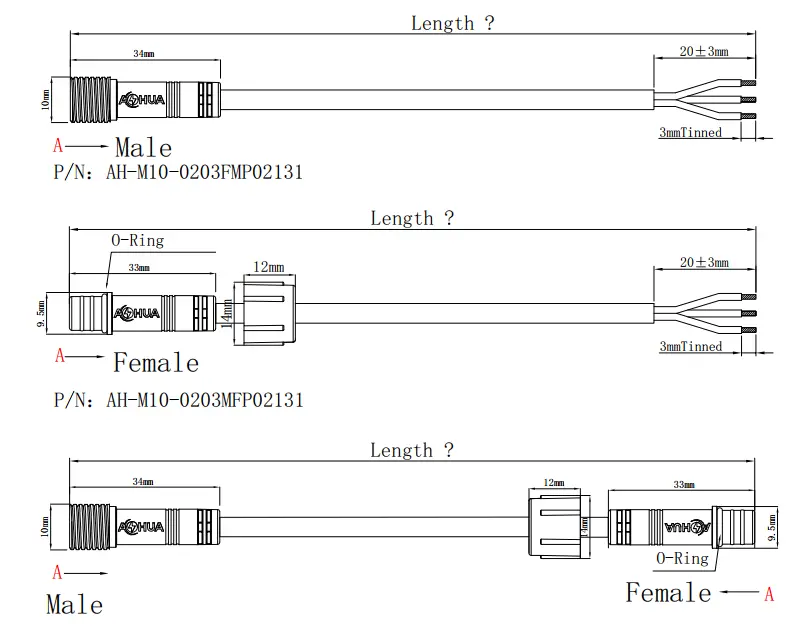 3 pin male female connector 1