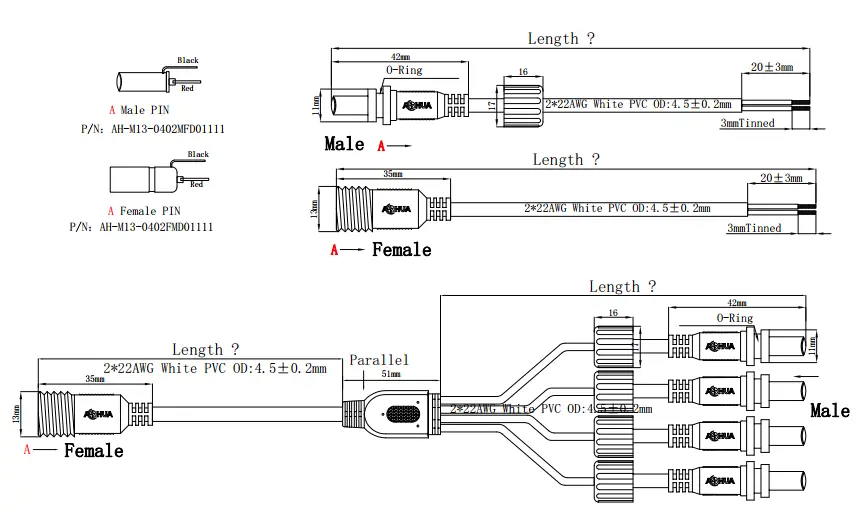 M13 DC jack connectors