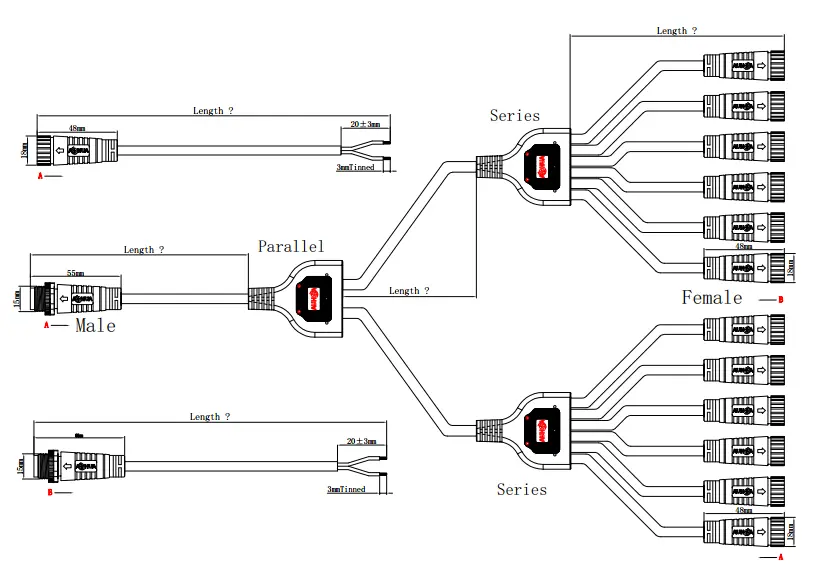 Y type cable connectors