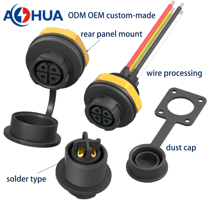 aohua-ip68-rear-panel-mount-waterproof-connector-20a-300v